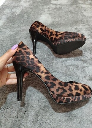 38 Beden kahverengi Renk h&m leopar topuklu ayakkabı 