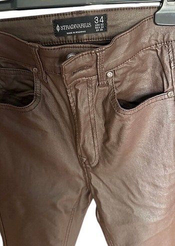 Kahverengi Deri bayan Pantolon - Görsel 2