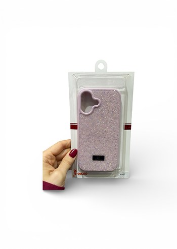 Iphone 17 Toz pembe Payetli Telefon Kılıfı - Görsel 2
