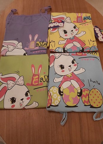 Kız Çocuk Renkli Baskılı Askılı Atlet 3'lü - Görsel 5