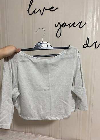 l Beden Gri Yarım Kollu Crop Top