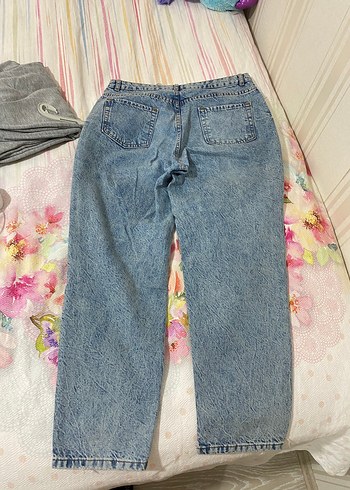 40 Beden mavi Renk Kadın Mavi Bol Kesim Denim Pantolon