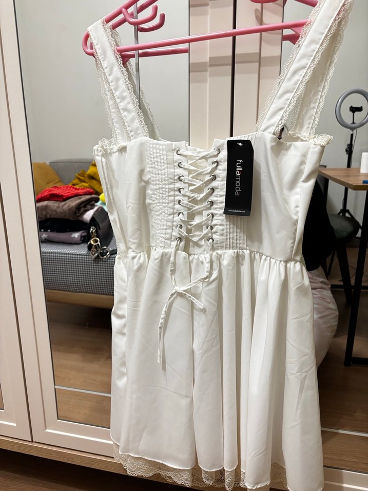 Fullamoda beyaz elbise - Görsel 2