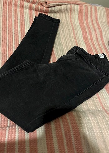 Siyah Bağlama Desenli Elastik Kadın Jean - Görsel 2