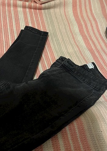 Siyah Bağlama Desenli Elastik Kadın Jean - Görsel 3