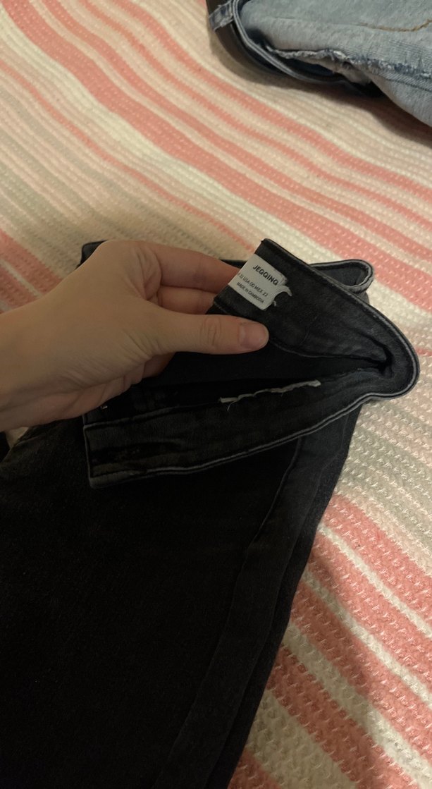 Siyah Bağlama Desenli Elastik Kadın Jean - Görsel 4