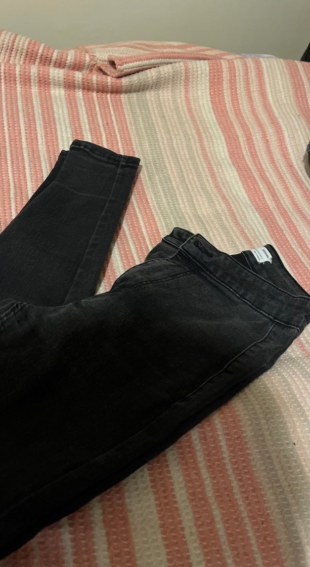 Siyah Bağlama Desenli Elastik Kadın Jean - Görsel 3