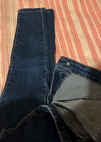 Lacivert Bağlama Desenli Kadın Kot Pantolon - Görsel 4