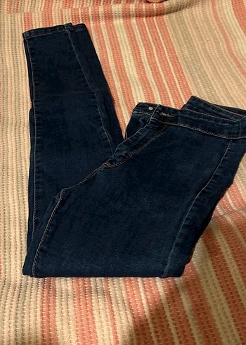 Lacivert Bağlama Desenli Kadın Kot Pantolon - Görsel 3