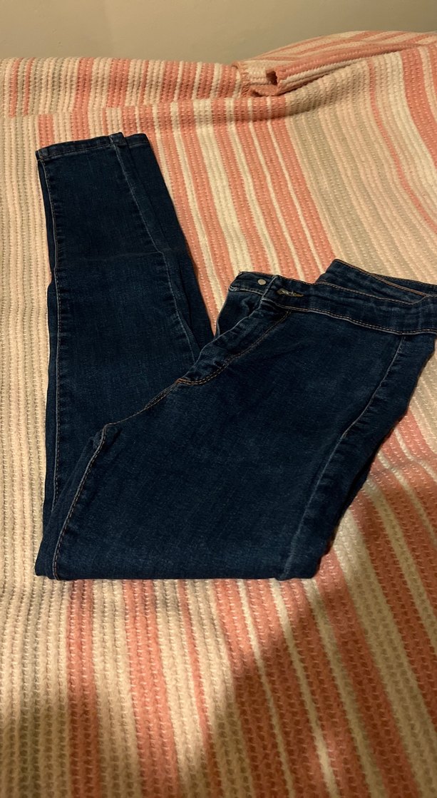 Lacivert Bağlama Desenli Kadın Kot Pantolon - Görsel 2