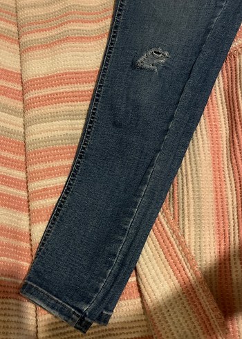 Gri Mavi Bağlamalı Bol Kesim Midi Kot Pantolon - Görsel 3