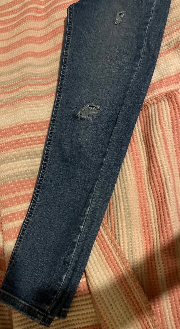 Gri Mavi Bağlamalı Bol Kesim Midi Kot Pantolon - Görsel 4