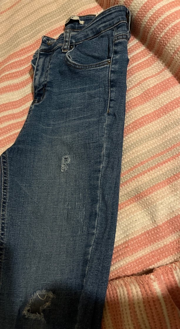 Gri Mavi Bağlamalı Bol Kesim Midi Kot Pantolon - Görsel 5