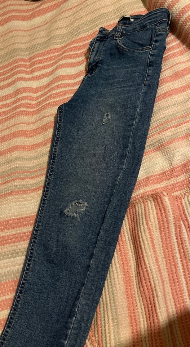 Gri Mavi Bağlamalı Bol Kesim Midi Kot Pantolon - Görsel 2