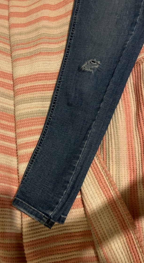 Gri Mavi Bağlamalı Bol Kesim Midi Kot Pantolon - Görsel 3