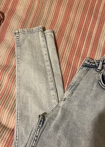 Gri Bağlama Desenli Kadın Kot Pantolon - Görsel 5