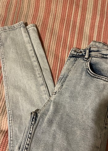 Gri Bağlama Desenli Kadın Kot Pantolon - Görsel 6