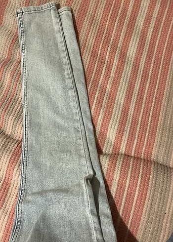 Gri Bağlama Desenli Kadın Kot Pantolon - Görsel 8