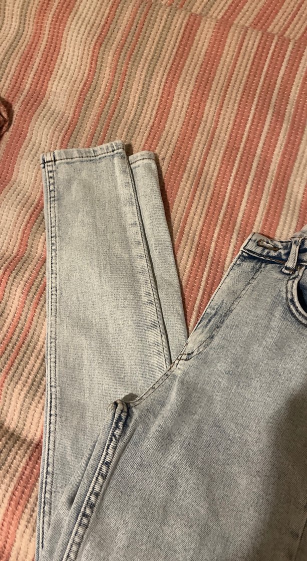 Gri Bağlama Desenli Kadın Kot Pantolon - Görsel 5