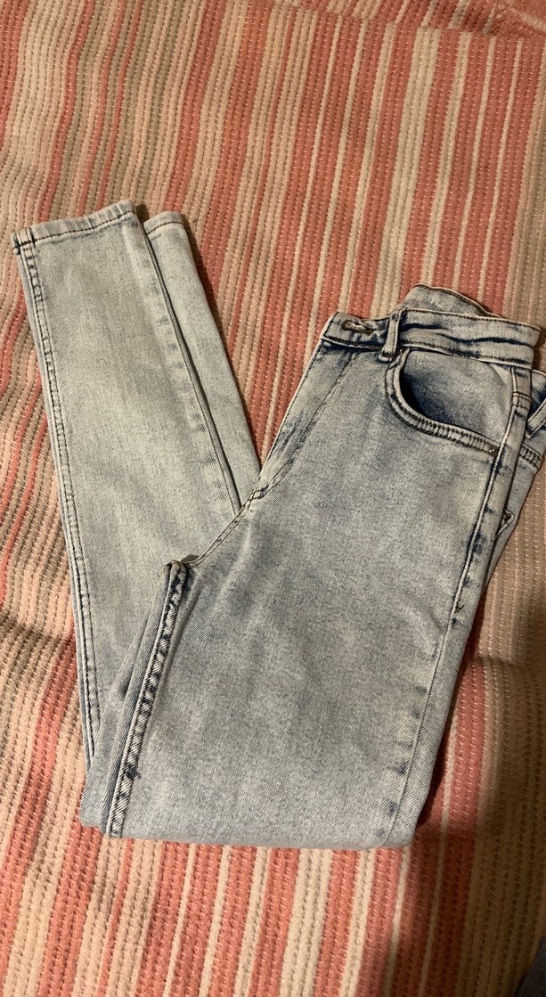 Gri Bağlama Desenli Kadın Kot Pantolon - Görsel 2