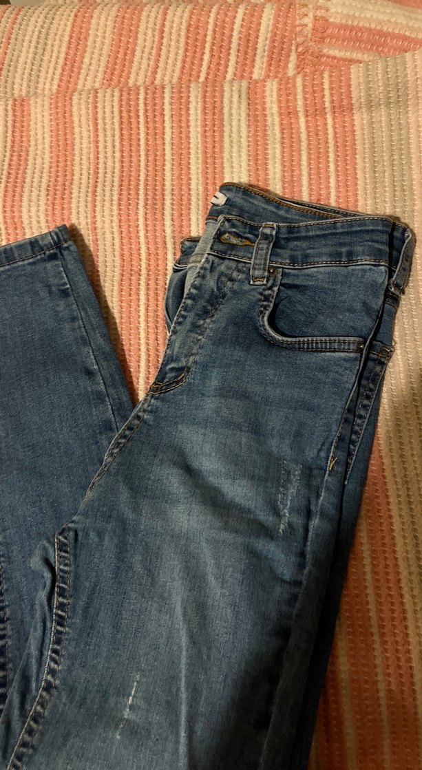 Düğmeli Mavi Kadın Denim Skinny Pantolon - Görsel 4