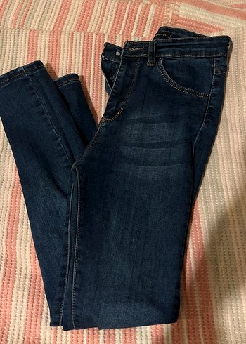 Koyu Lacivert Kadın Dar Kesim Midi Kot Pantolon - Görsel 3