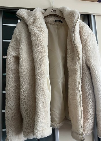 Bej Kadın Midi Boy Sıcak Peluş Ceket - Görsel 5