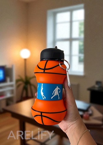 Basketbol Temalı Turuncu Çocuk Termos Şişesi - Görsel 3