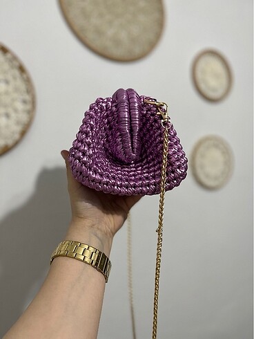 Zara Metalik ipten clutch çanta