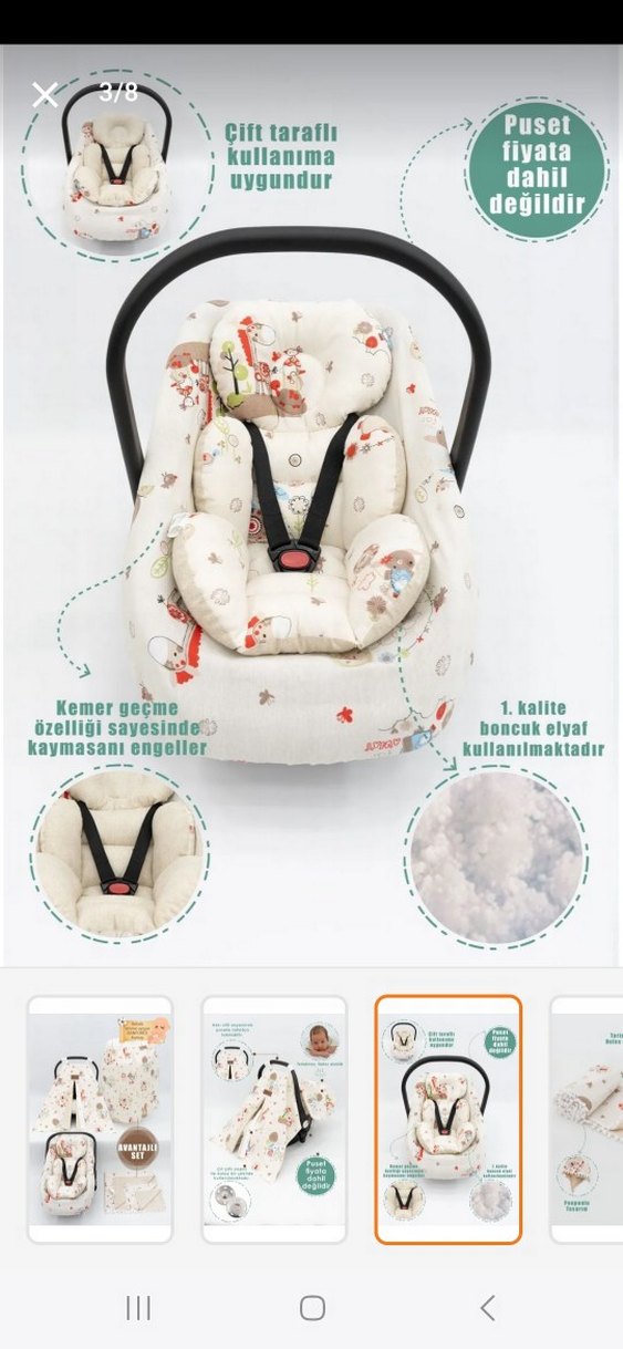 Bebek Puset Örtüsü, Baskılı, Bej - Görsel 2