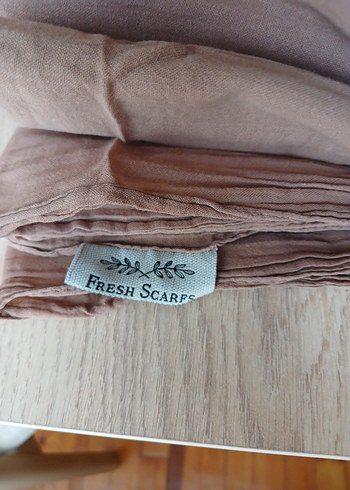 Kadın Pilili Keten Kahverengi Şal - Görsel 2