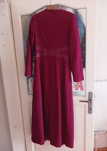 Bordo Uzun Kol Kapalı Kadın Elbise - Görsel 6