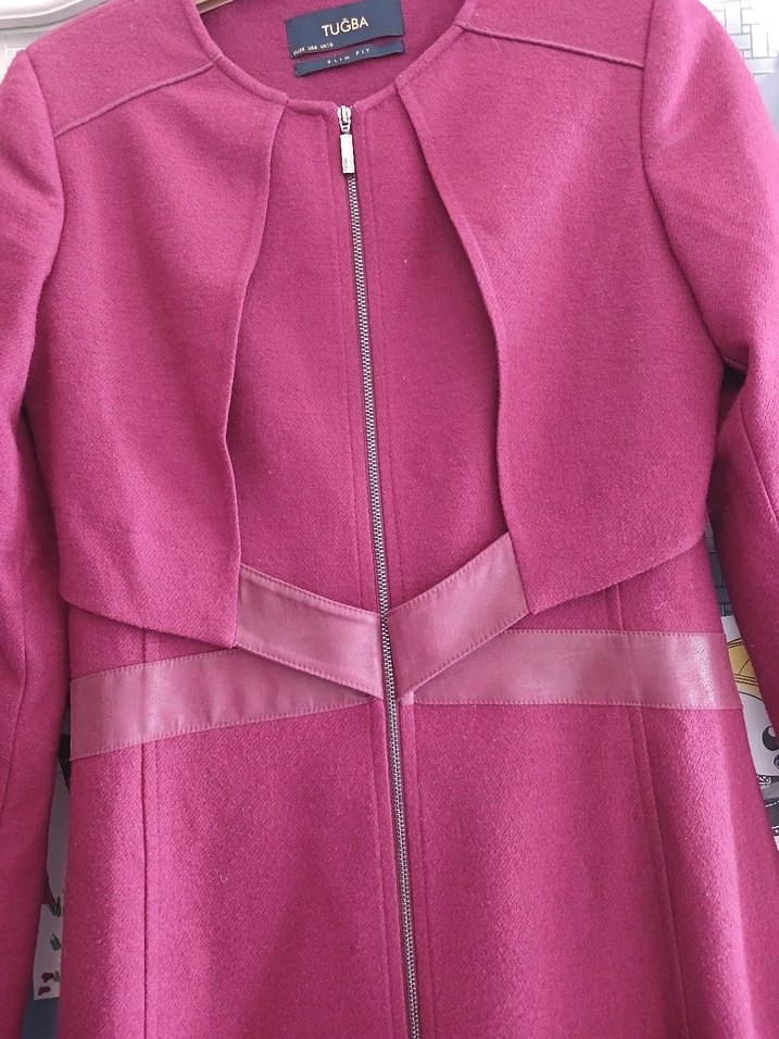 Bordo Uzun Kol Kapalı Kadın Elbise - Görsel 4