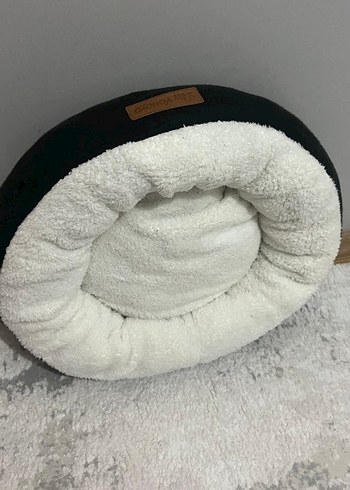 Beyaz ve Gri Yuvarlak Kedi Yatağı - Görsel 2
