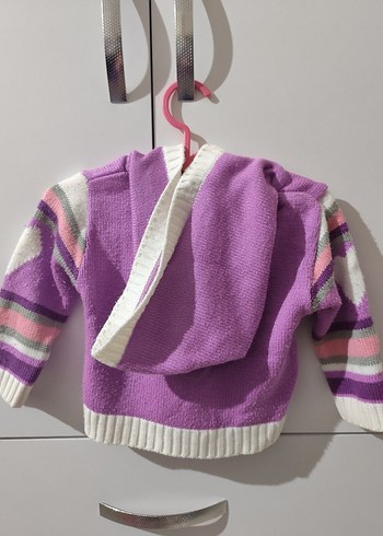 Nakışlı Mor Örme Kız Çocuk Hırka - Görsel 3