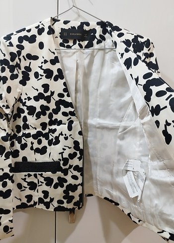 Zara Ekru Siyah Puantiyeli Blazer Ceket - Görsel 3