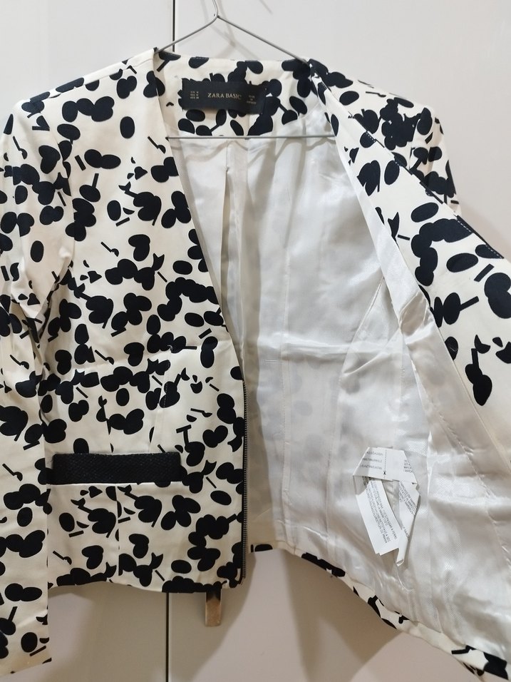 Zara Ekru Siyah Puantiyeli Blazer Ceket - Görsel 3