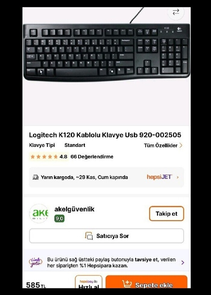 Logitech K120 klavye - Görsel 2