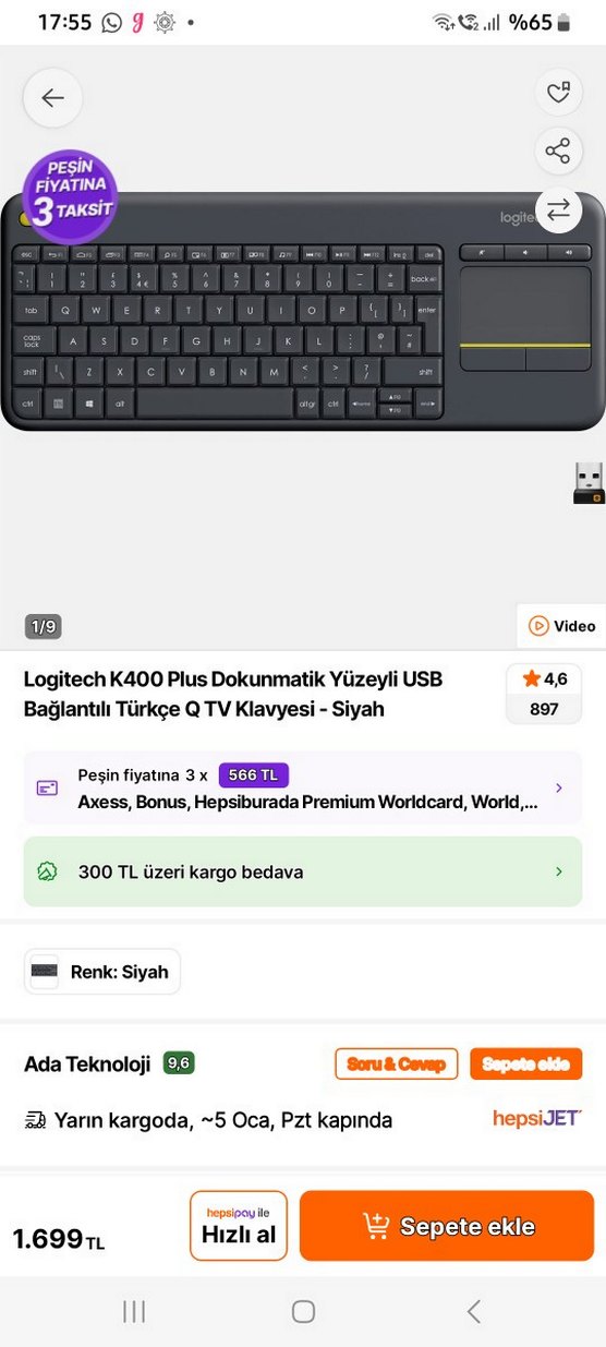Logitech K400 klavye - Görsel 2