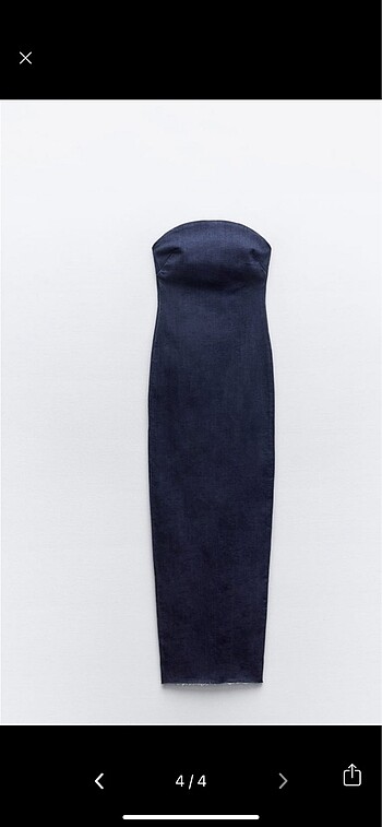 l Beden lacivert Renk Zara denim straplez midi elbise