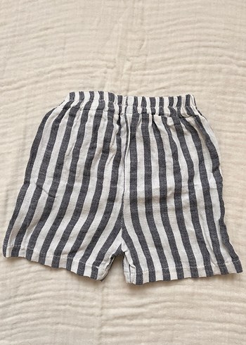Gri Çizgili Erkek Keten Şort - Görsel 2