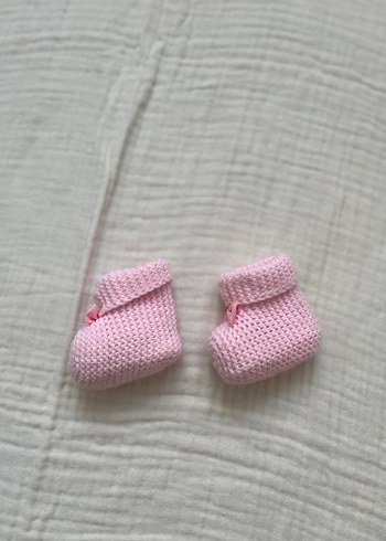 Pembe Örgü Kız Bebek Patik - Görsel 2