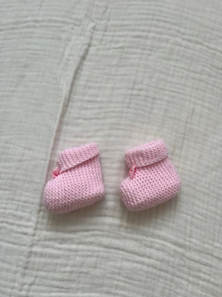 Pembe Örgü Kız Bebek Patik - Görsel 2