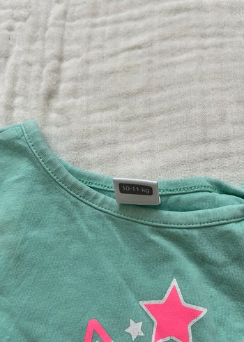 Kız Çocuk Turkuaz Kısa Kollu Tişört - Görsel 4