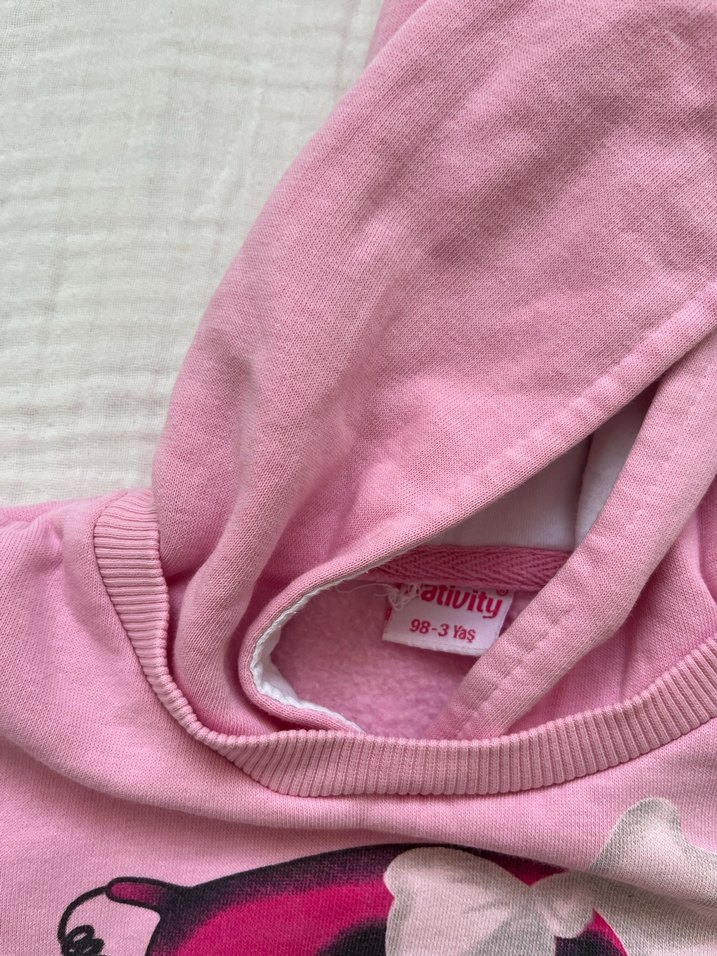 Kız Çocuk Pembe Kapüşonlu Fermuarlı Sweatshirt - Görsel 2