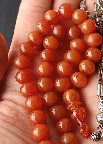 Eski sıkma kehribar tesbih - Görsel 5