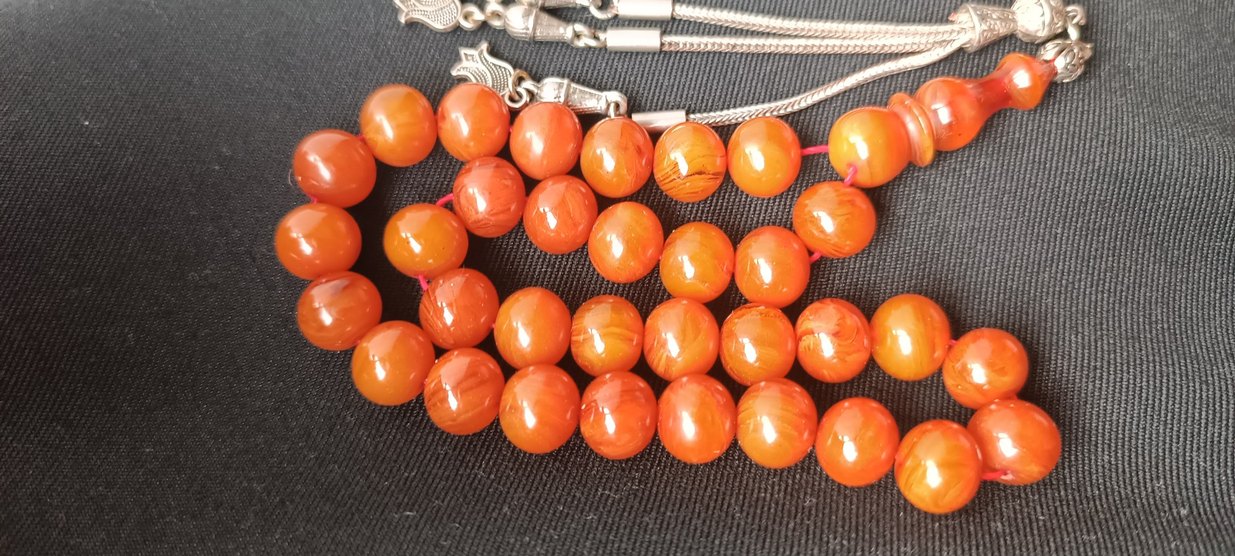 Eski sıkma kehribar tesbih - Görsel 3