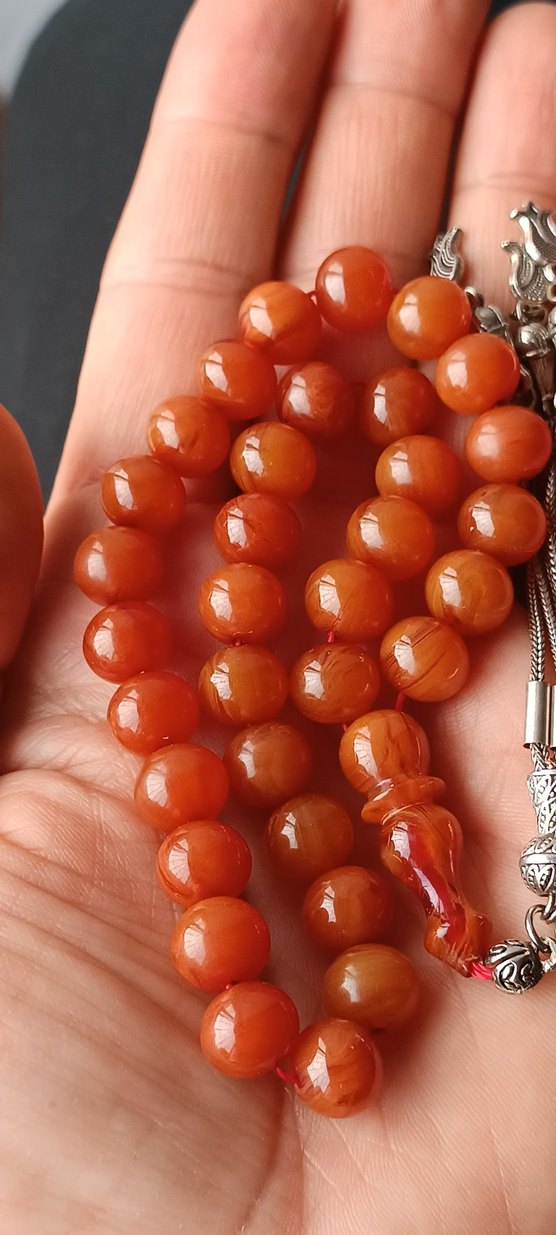 Eski sıkma kehribar tesbih - Görsel 5