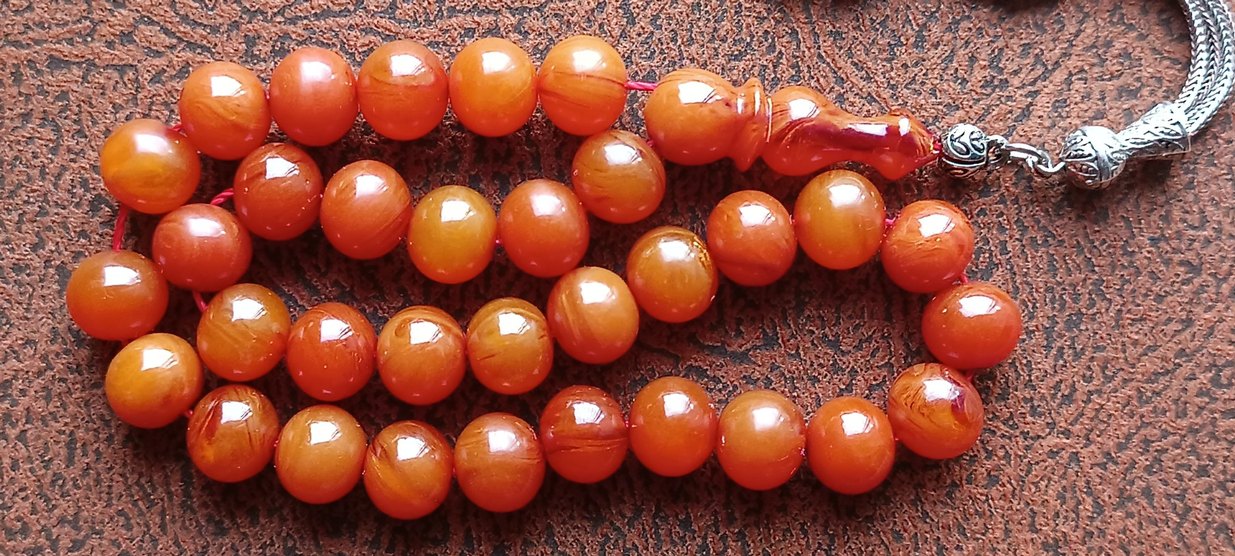 Eski sıkma kehribar tesbih - Görsel 2