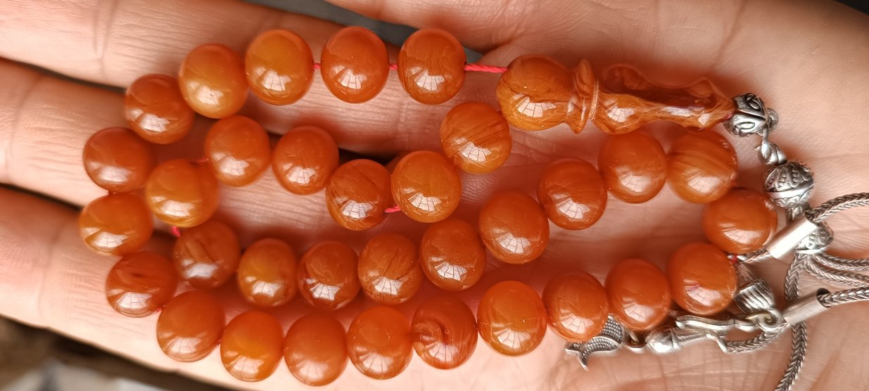 Eski sıkma kehribar tesbih - Görsel 4